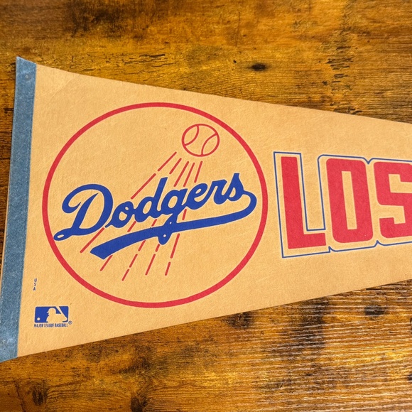 Vintage MLB Los Angeles Dodgers pennant aged